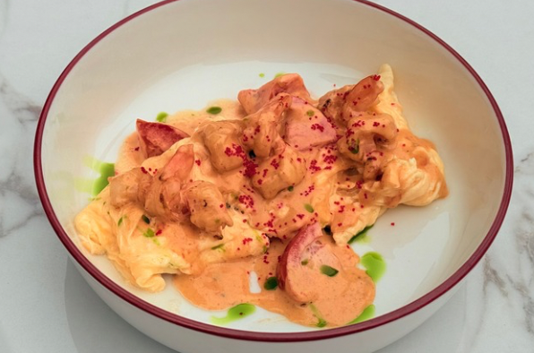 Скрембл с креветками